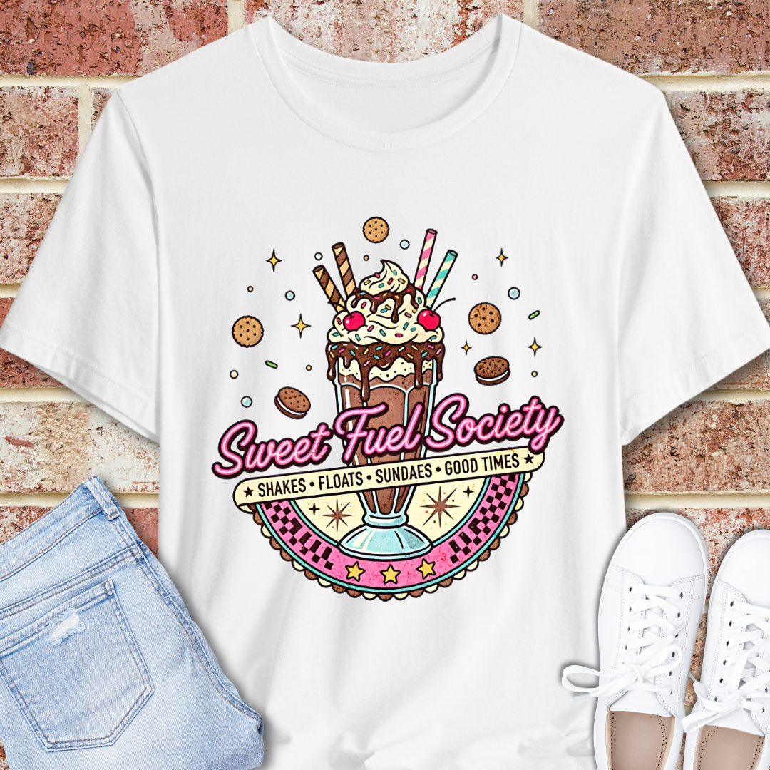 Sweet Fuel Society Tee – Vintage Milkshake Graphic T-Shirt