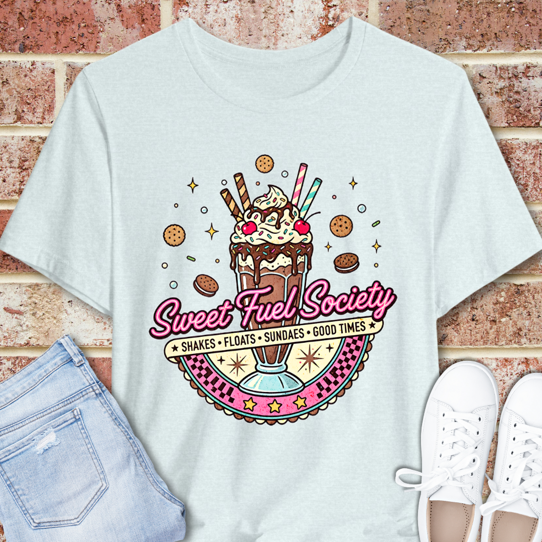 Sweet Fuel Society Tee – Vintage Milkshake Graphic T-Shirt