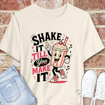 Shake It Till You Make It Milkshake T-Shirt — Retro Cute Motivational Tee