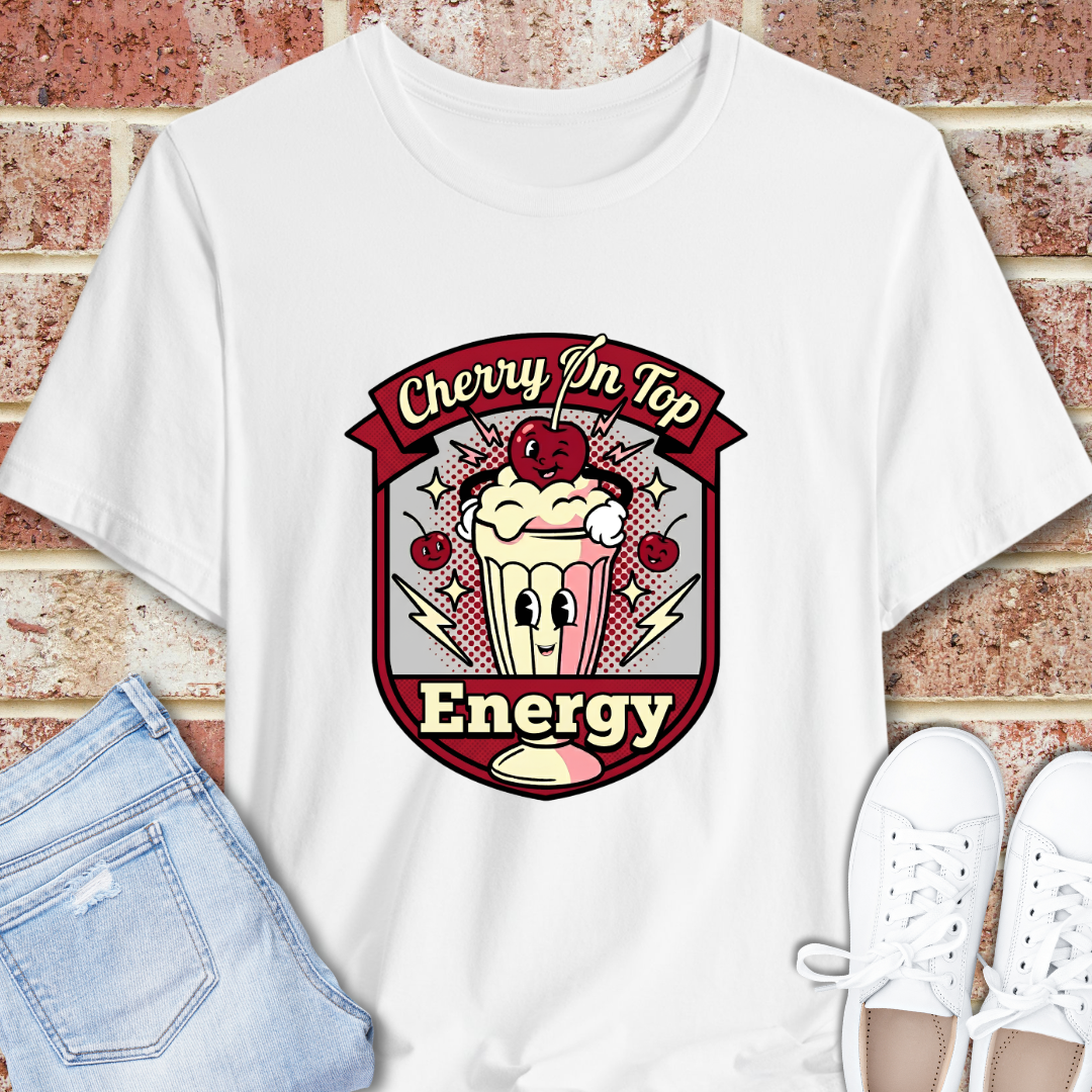 Cherry On Top Energy T-Shirt — Retro Soda Float Graphic Tee