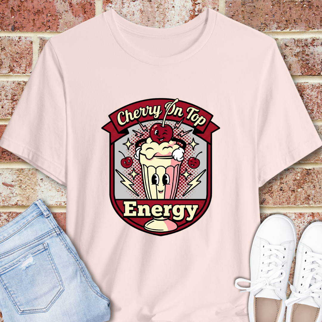 Cherry On Top Energy T-Shirt — Retro Soda Float Graphic Tee
