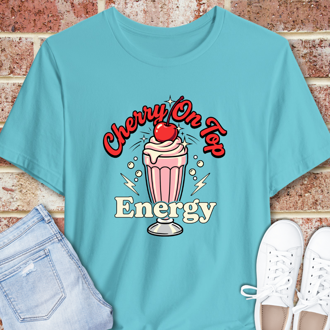 Cherry On Top Energy T‑Shirt — Retro Milkshake Graphic Tee