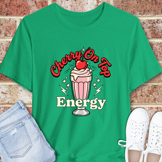 Cherry On Top Energy T‑Shirt — Retro Milkshake Graphic Tee