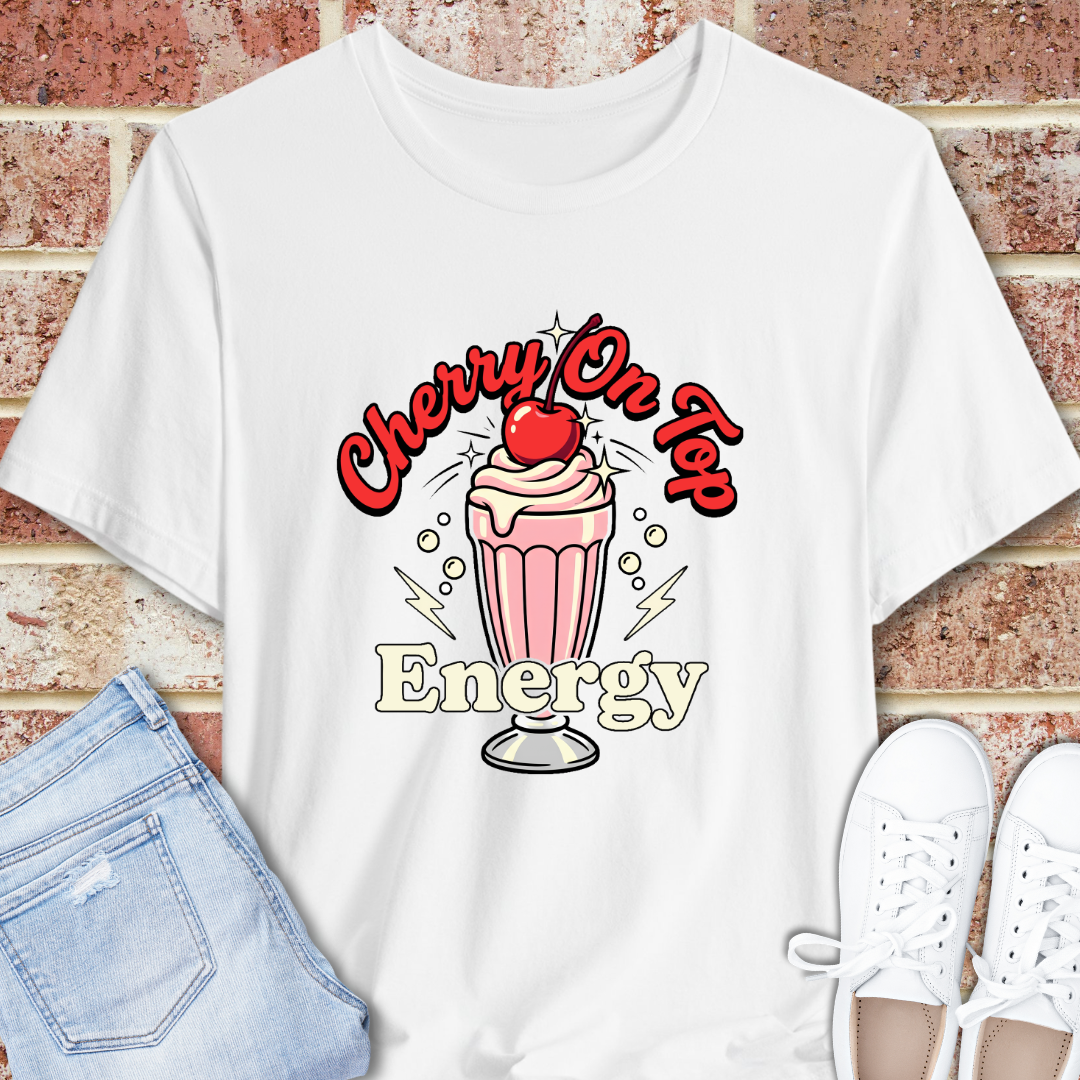 Cherry On Top Energy T‑Shirt — Retro Milkshake Graphic Tee