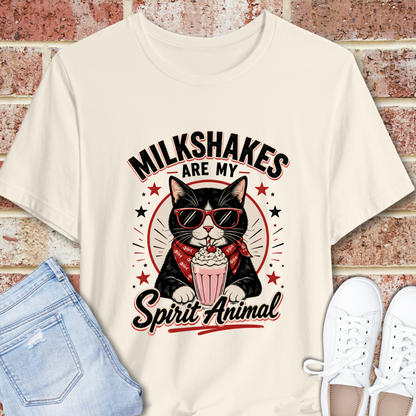Milkshakes Are My Spirit Animal Cat Graphic T-Shirt