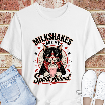 Milkshakes Are My Spirit Animal Cat Graphic T-Shirt