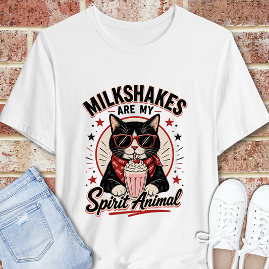 Milkshakes Are My Spirit Animal Cat Graphic T-Shirt