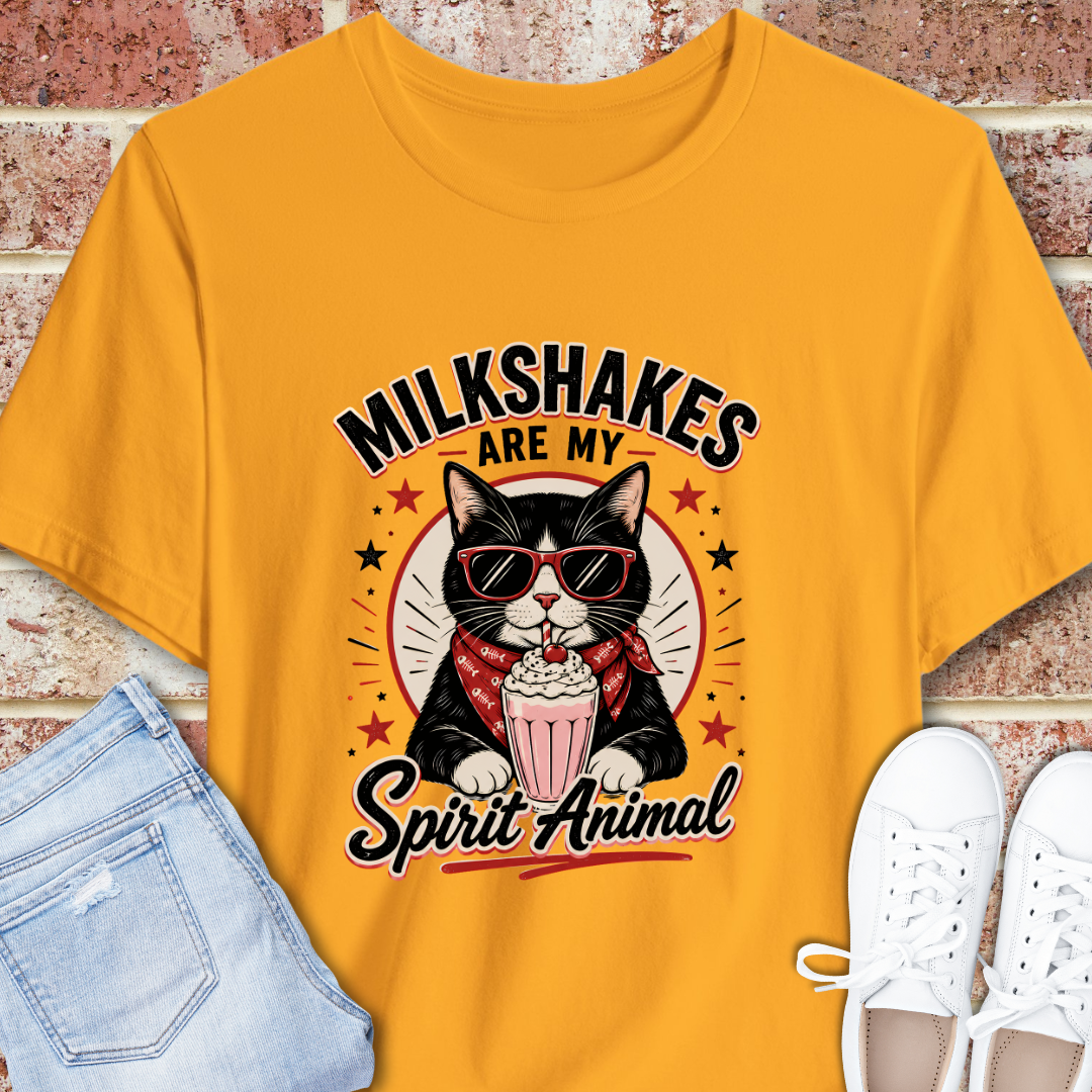 Milkshakes Are My Spirit Animal Cat Graphic T-Shirt