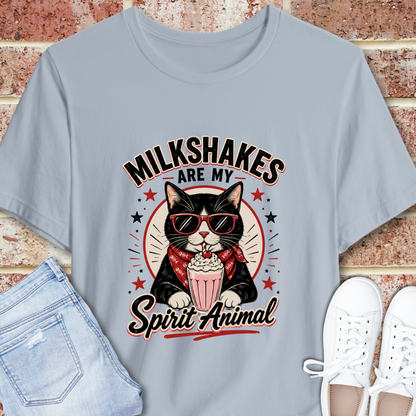 Milkshakes Are My Spirit Animal Cat Graphic T-Shirt