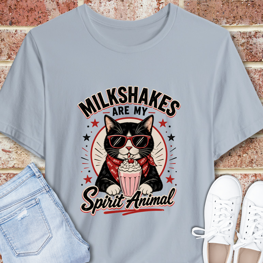 Milkshakes Are My Spirit Animal Cat Graphic T-Shirt