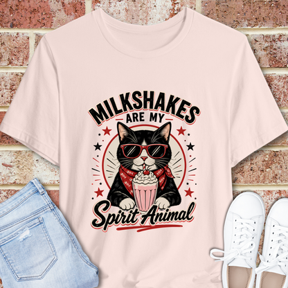 Milkshakes Are My Spirit Animal Cat Graphic T-Shirt