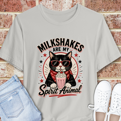 Milkshakes Are My Spirit Animal Cat Graphic T-Shirt
