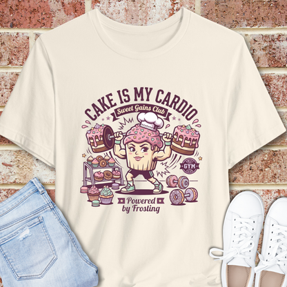 Cake Is My Cardio T‑Shirt – Funny Baking Fitness Graphic Shirt
