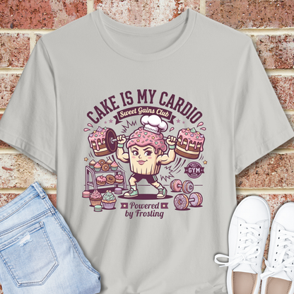Cake Is My Cardio T‑Shirt – Funny Baking Fitness Graphic Shirt
