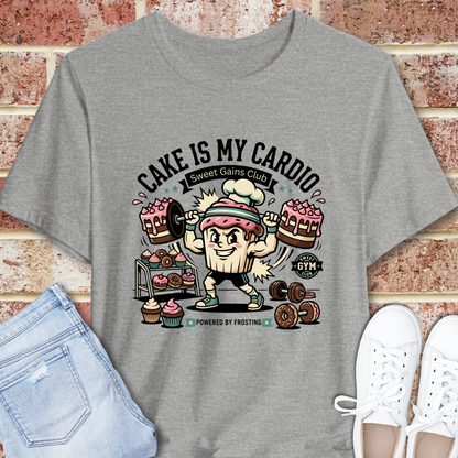 Cake Is My Cardio T‑Shirt – Funny Baking Fitness Graphic T Shirt
