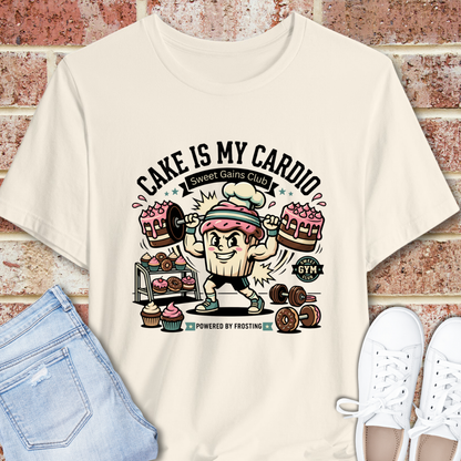 Cake Is My Cardio T‑Shirt – Funny Baking Fitness Graphic T Shirt