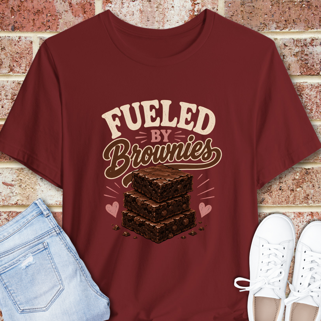 Fueled By Brownies Graphic T-Shirt, Brownie Lover Gift