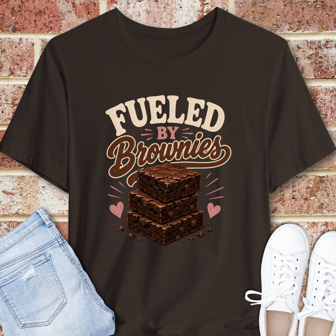 Fueled By Brownies Graphic T-Shirt, Brownie Lover Gift