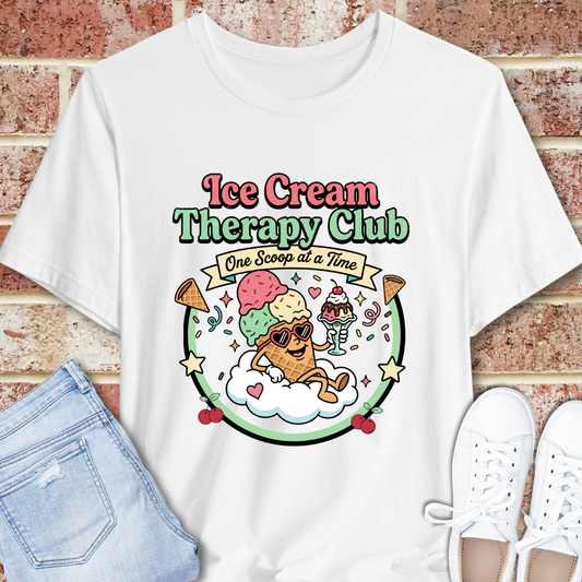 Ice Cream Therapy Club Graphic Tee, Ice Cream Lover T-Shirt