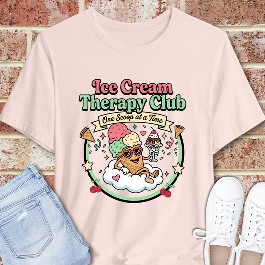 Ice Cream Therapy Club Graphic Tee, Ice Cream Lover T-Shirt