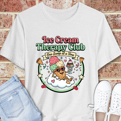 Ice Cream Therapy Club Graphic Tee, Ice Cream Lover T-Shirt