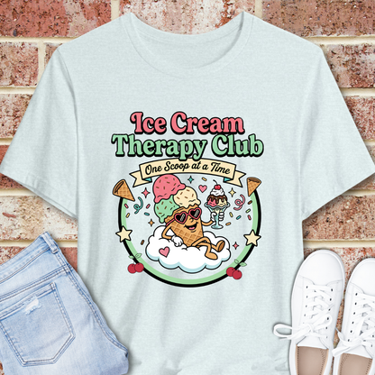 Ice Cream Therapy Club Graphic Tee, Ice Cream Lover T-Shirt