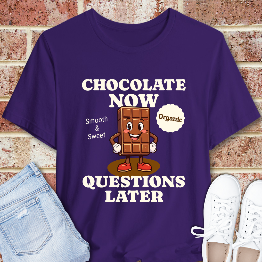 Chocolate Now Questions Later Retro Chocolate Lover T-Shirt Gift