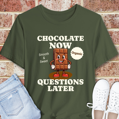 Chocolate Now Questions Later Retro Chocolate Lover T-Shirt Gift