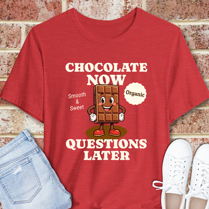 Chocolate Now Questions Later Retro Chocolate Lover T-Shirt Gift
